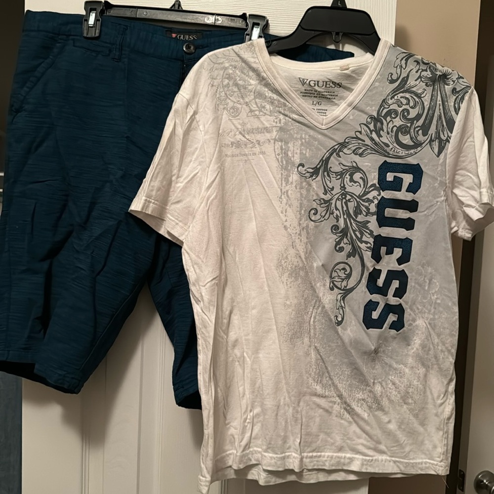 Buy them together or apart! Guess shorts/v-neck tee. Ask for separate pricing!